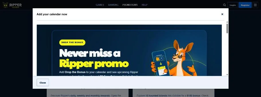 Ripper promo calendar offer for players who subscribe