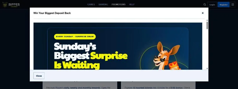 Sunday Surprise Draw card: win your biggest deposit back